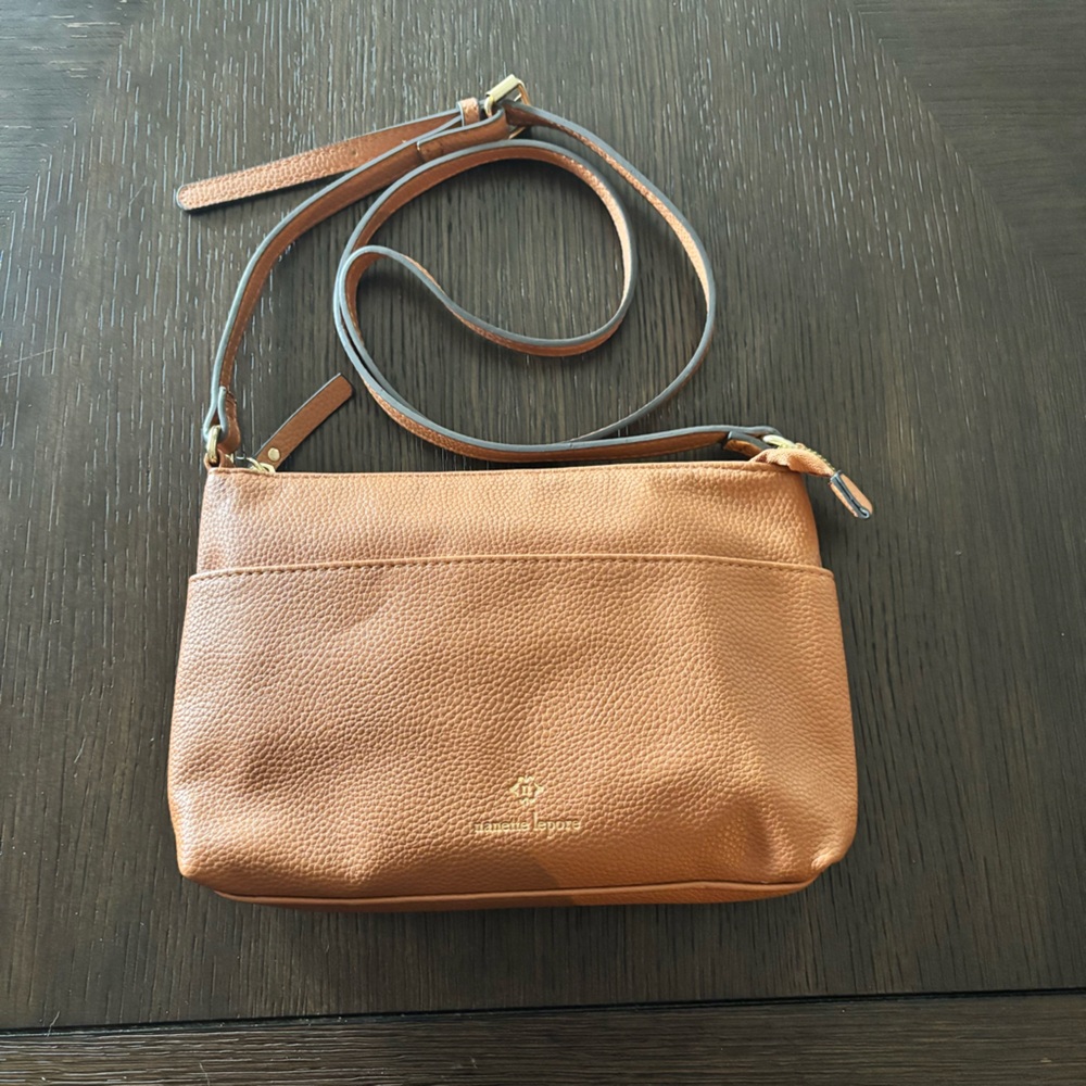 Nanette Lepore Brown Pebbled Faux Leather Crossbody Bag Minimalist Purse